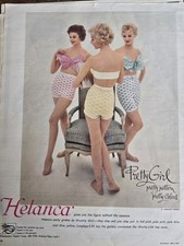 1959 Women's Pretty Girl Helanca Panty Girdles Bra Pink yellow blue Vintage Ad