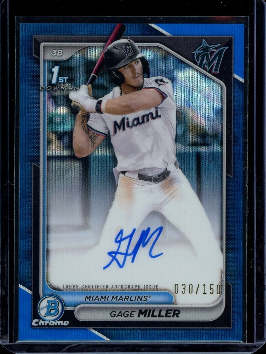 2024 1st Bowman Chrome ~ Gage Miller ~ Blue Wave Refractor /150 ~ Auto ~ #CPA-GM