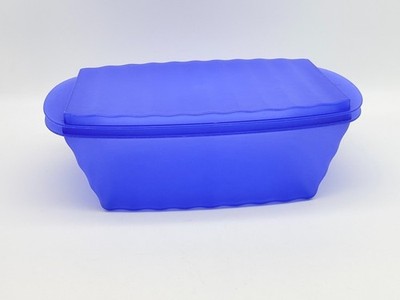 Large 12'' Blue Tupperware Impressions Rectangular Storage Container #3389 #3390