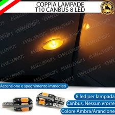 COPPIA LAMPADE T10 W5W WY5W 8 LED CANBUS ARANCIONE FRECCE INDICATORE LATERALE
