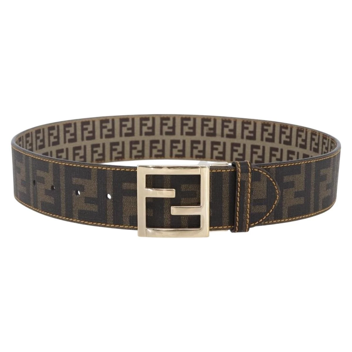 NWT Fendi Zucca Canvas Logo Belt Size 60 / 24” Waist – Brown Tobacco FF Fendi Coated Canvas FF Buckle Belt 100 40 Tobacco 220224  main image 4