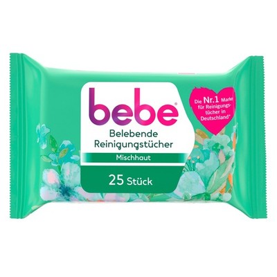 bebe Belebende Reinigungstücher 6 x 25er sanfte Abschminktücher mit Rosenwasser
