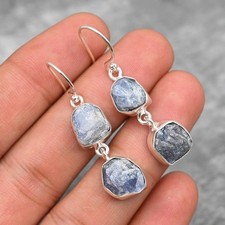 Tanzanite Rough Gemstone Dangle Earring 925 Sterling Silver Handmade Jewelry