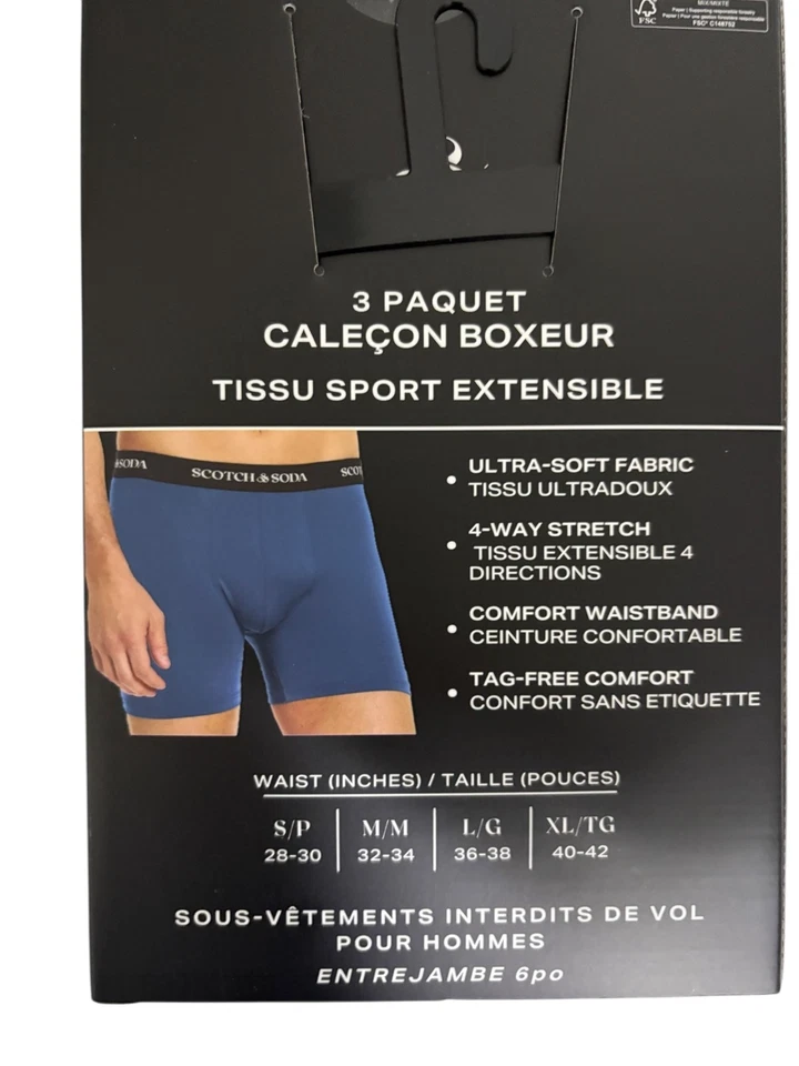 Scotch & Soda Amsterdam 3 Pack 6” Active Stretch Boxer Briefs Size Large - Image 2 of 3