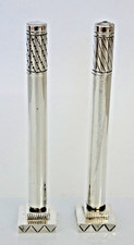 RARE PAIR GEORG JENSEN DANISH STERLING SILVER SKYSCRAPER SALT & PEPPER SHAKERS