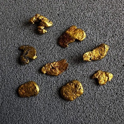 Natural Gold Nuggets w/ Matrix 0.674g 8 Pc NH Placer Gold • NHG34