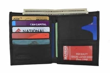 Genuine Leather Brown Men's Slim Hipster Bifold Credit Card ID Wallet