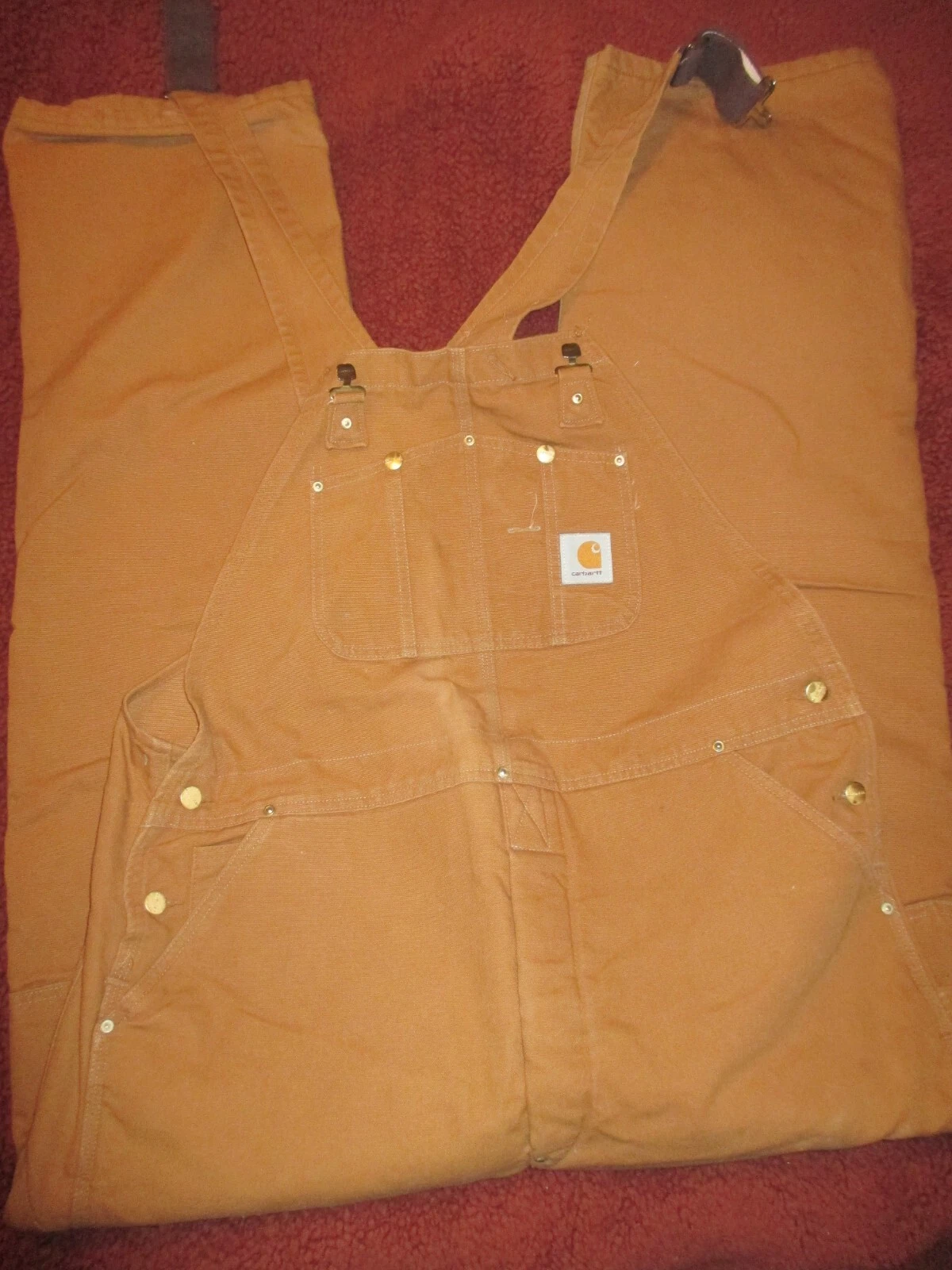Carhartt Arctic Bib Overall Brown Duck Quilt lined VINTAGE US Made 42x34 RO2brw