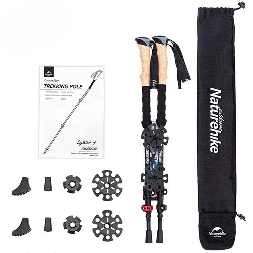 2pcs Lightweight Walking Stick Carbon Fiber Collapsible Telescopic Camp Hiking