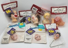 Lot of 8 Vintage Fibre Craft Doll Clown Heads - Hobos - Whimsical Faces - ETC