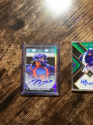 Moises Ballesteros 2023-24 Wild Card Auto Mania GREEN /15 & Pulse On Card Auto - Picture 3 of 9