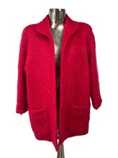 Alexon Jacket Coat Size Large 16 Womens Vintage Red Mohair Wool Knit Eu44