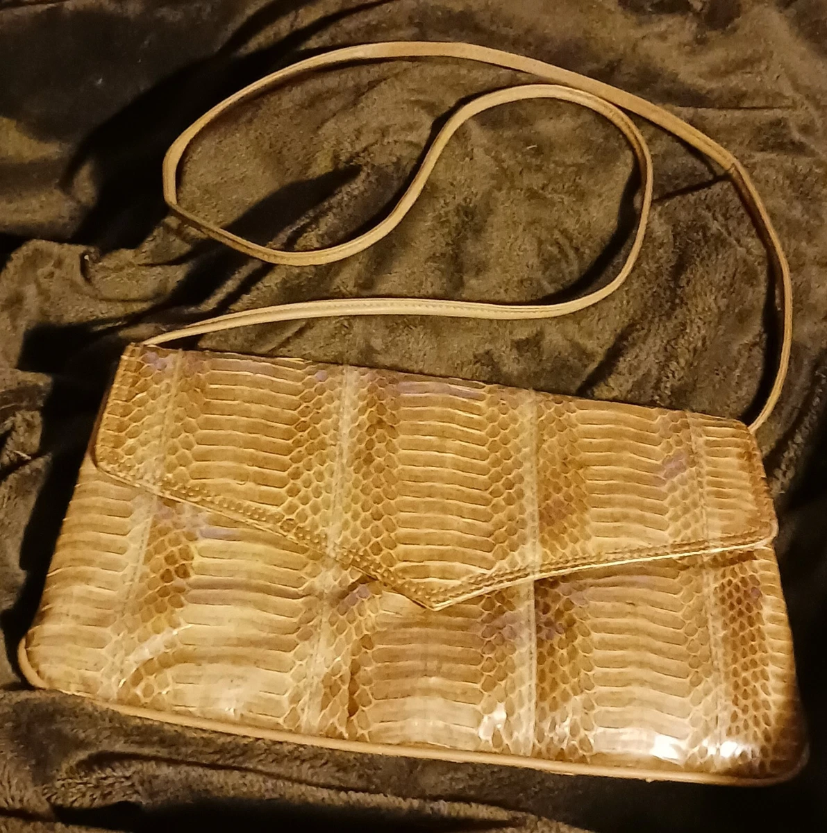 Vintage snakeskin clutch best sale bag