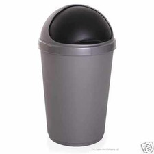 Image of 50 LITRE PLASTIC BULLET BIN FLAP TOP LID KITCHEN DUST WASTE RUBBISH PAPER BINS