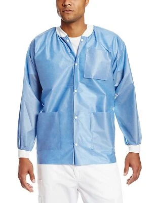 VALUMAX PROTECTIVE APPAREL ValuMax 3530CBS Easy-Breathe SMS Hip Length Lab Jackets Ceil Blue Small 10/Pk