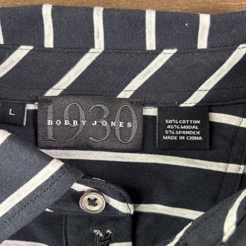 Bobby Jones Polo Golf Shirt Black & White Striped Men’s Cotton Modal SOFT - Picture 2 of 11