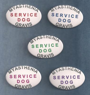 MYASTHENIA GRAVIS SERVICE DOG - 5 colors - service dog vest button w/pin back