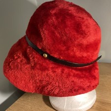 Vintage Duchess Red Faux Fur Ladies Cloche Hat Italy Sold As Sears millinery