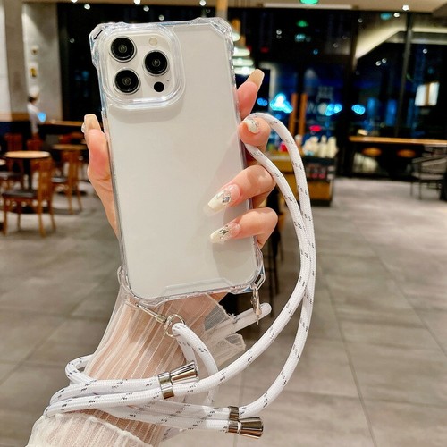 For iPhone 16 Pro Max 15 14 13 12 11 Transparent Shockproof Lanyard Case Cover - Picture 15 of 15