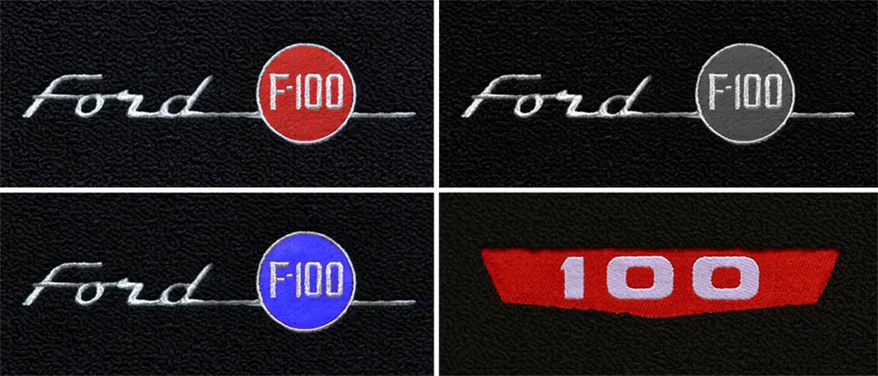New! 1953-1973 Ford F-100 CARPET Floor Mats w/ Embroidered Logo Pair Pick Color - Image 4 of 4