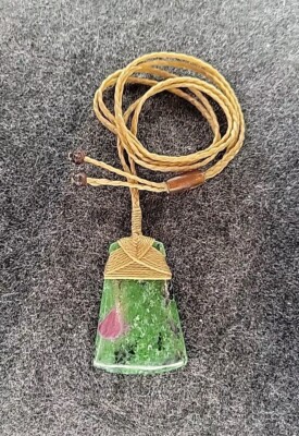 Toki,Adze,Maori, Hawaiian, Polynesian Pendant. Ruby Zoisite