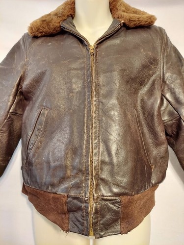 Vtg 50s-60s Genuine STEERHIDE Daniel Boone Brown Leather Jacket Sz Sm Motorcycle - Picture 2 of 9