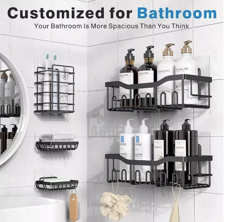 Shower Caddy 5 Pack,Adhesive Shower Organizer for Bathroom Storage&Home Decor&Ki
