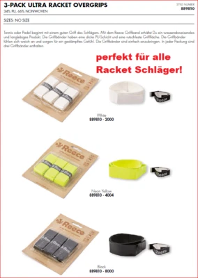 3er Set Reece Ultra Racket Overgrips 889810 Griffband Tennis Squash Badminton