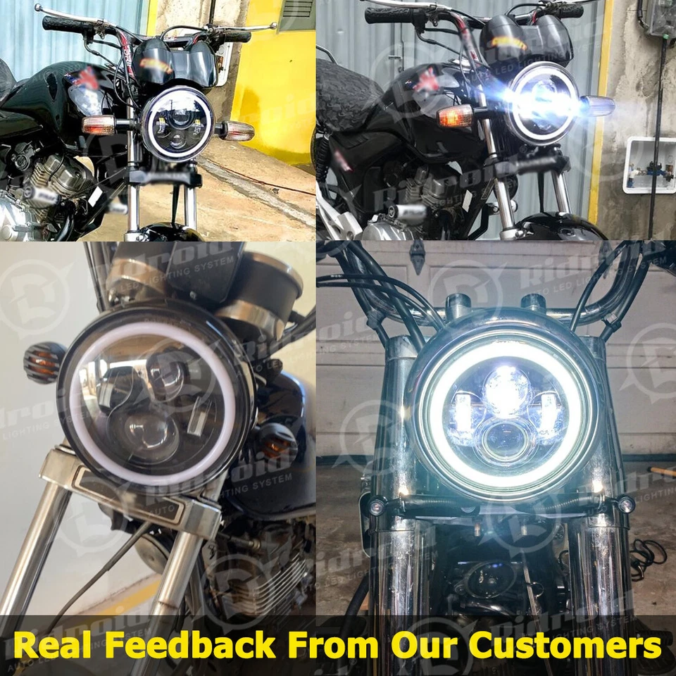 Proyector de faros LED PUNTO 7" PULGADAS negro para Harley Street Glide Softail FLHX Foto 3 de 4