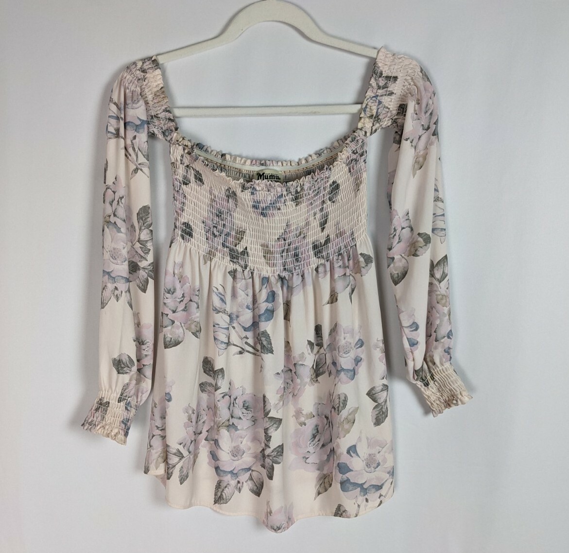 Show Me Your Mumu XS Off the Shoulder Smocked Floral Raquel Top