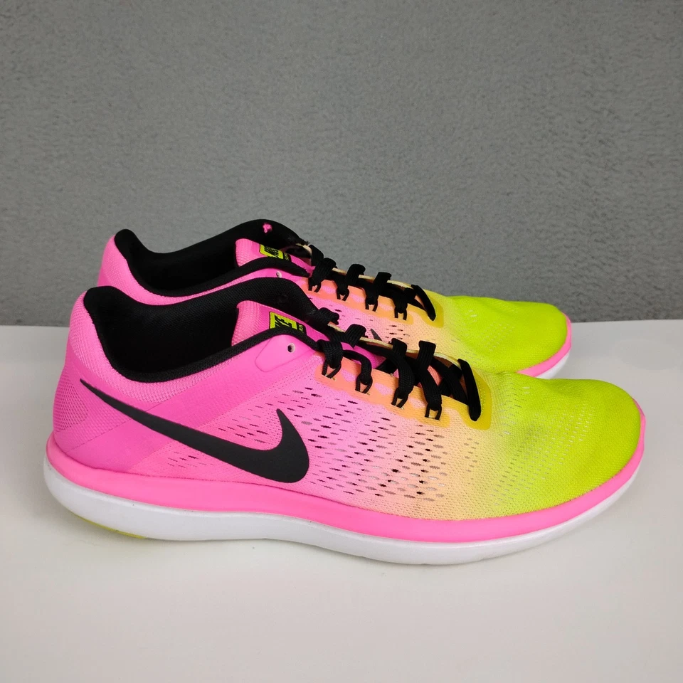 Nike Flex 2016 RN OC Womens 10 Neon Pink Volt Running Shoes Trainers 844737-999 - Image 3 of 4