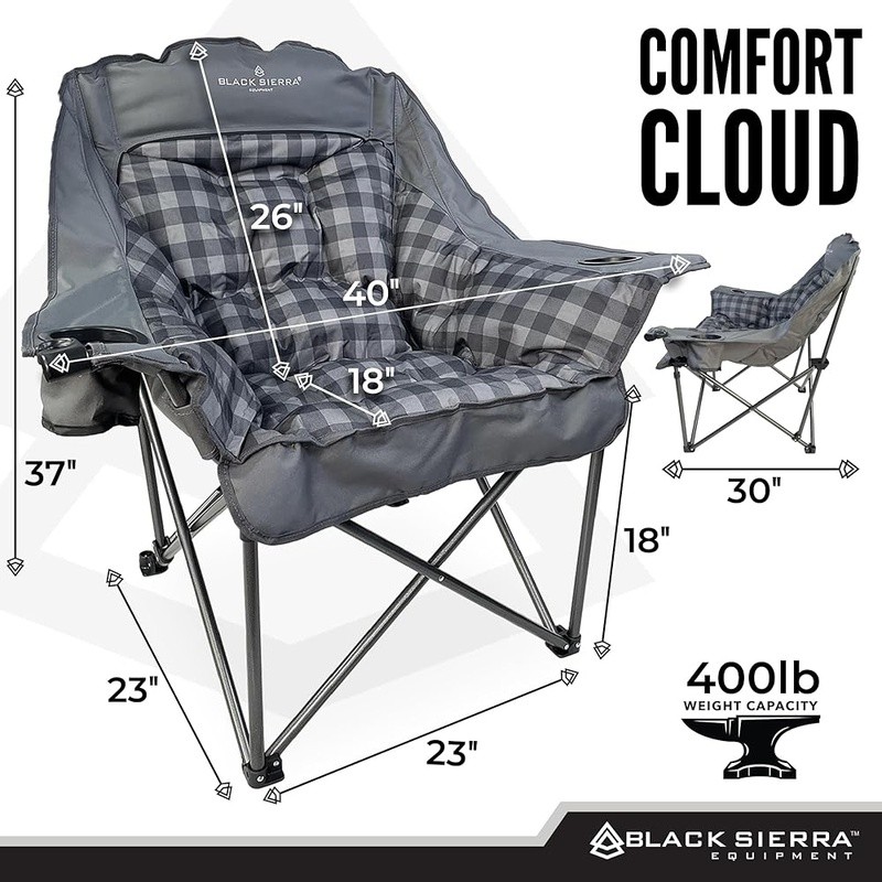 Oversized Outdoor Folding Chair Camp Chair Heavy Duty Portable W/ Cup Holders US