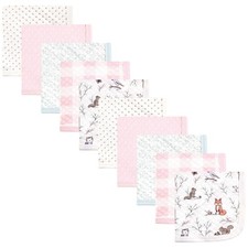 Hudson Baby Unisex Quilted Cotton Washcloths, One Size, Enchanted Forest