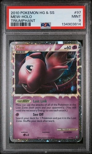 MEW PRIME HOLO 97/102 PSA 9 POKEMON HEARTGOLD & SOULSILVER TRIUMPHANT 2010