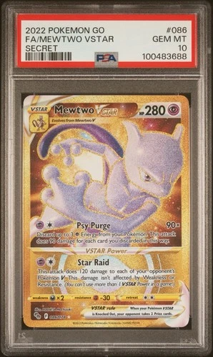 2022 Pokémon SWSH Pokémon Go Mewtwo Vstar 086/078 PSA 10