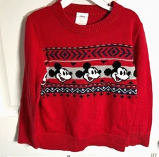 Disney’s Mickey Mouse Red Sweater Jumping Beans Sz 5 Youth Christmas Unisex