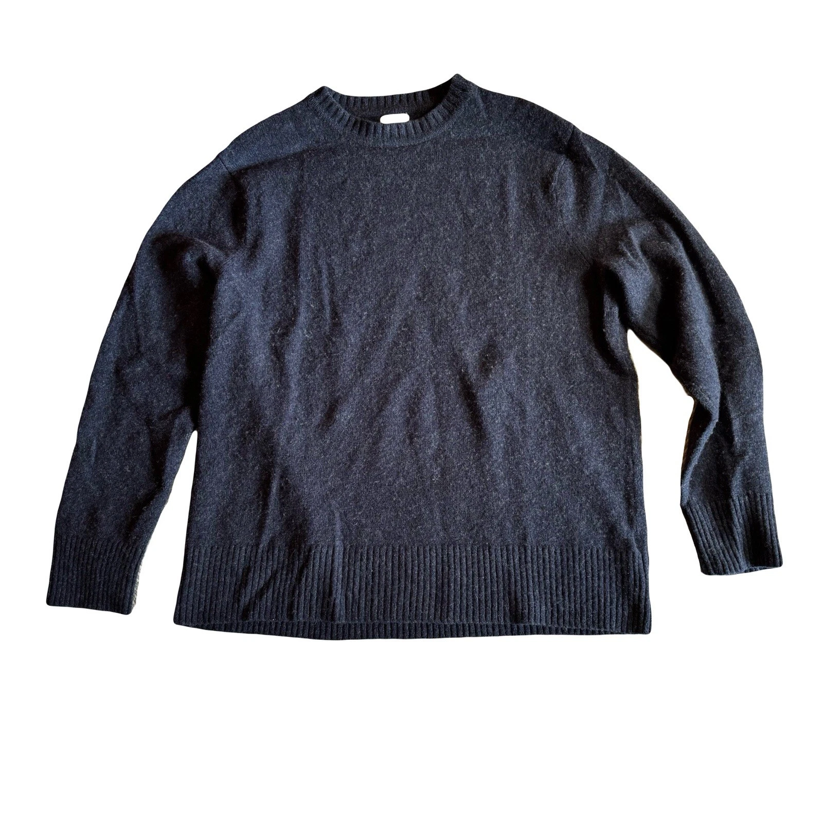 J Crew Rugged Merino Blend Sweater Crewneck, Blue Marled, Size L/XL