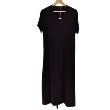 Quince Women Bamboo Jersey Maternity & Nursing T-Shirt Maxi Dress Black M