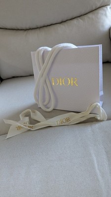 Christian Dior White Texture Pebble w/Gold Logo Accents Shopping Bag Gift Bag