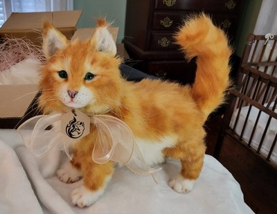 Handmade Realistic Maine coon cat  Poseable, Faux Fur ,Japanese artist