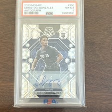 2023 Panini Mosaic Christian Gonzalez Autograph Rookie Patriots #300 PSA 8