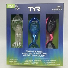 TYR Junior Swim Googles, 3-pack, Pink, Purple Gray Shatter Resistant UV Protec