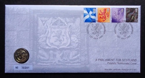GB 1999 £1 coin cover - Opening of Scottish Parliament
