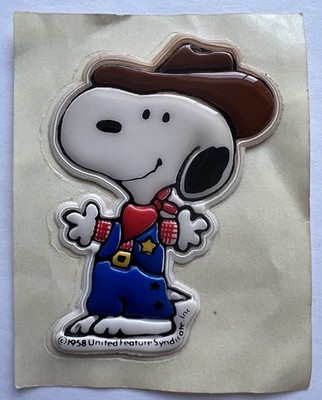 Vintage 1979 Peanuts Snoopy Cowboy 3D Vinyl Puffy Patch/Sticker Dimension Weld