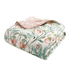 Image of Catherine Lansfield Clarence Floral Bedspread Natural Green