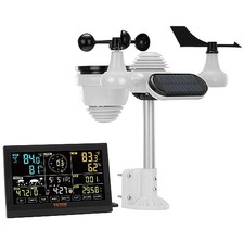 VEVOR Stazione Meteorologica Wireless Solare Interni Esterni Schermo a Colori 7,