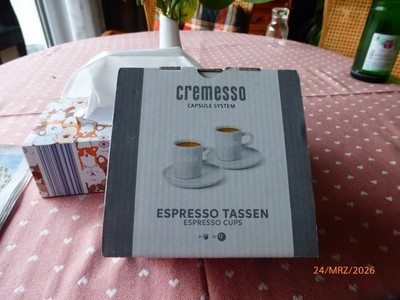 CREMESSO Capsule System Espresso Tassen 2x Tassen u. 2x Teller N E U in OVP