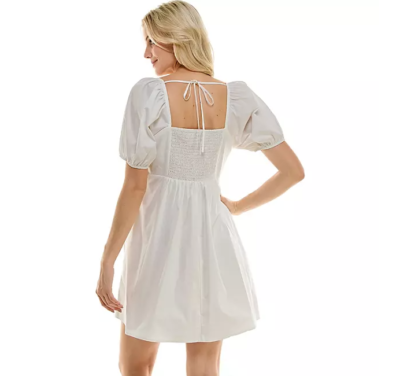 Draper James Dresses | Solid White Puff Short Sleeve Square Neck Dress | Color: White | Size: L | Shelbyg2394'S Closet