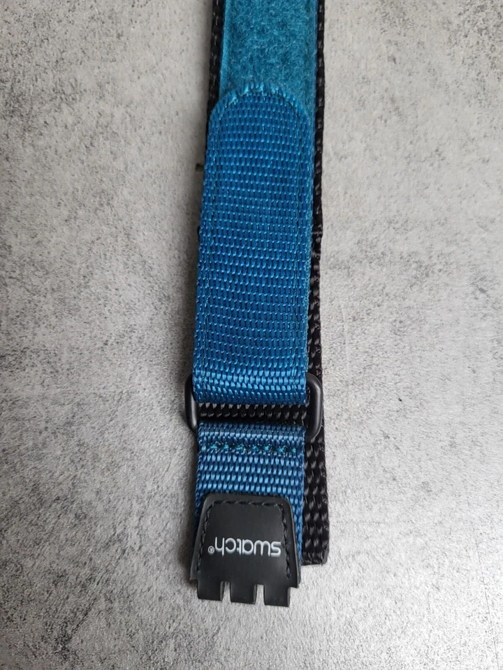 BRACELET DE MONTRE SWATCH  17 mm d' entre corne bleu scratch hook & loop n 36 - Photo 3/4