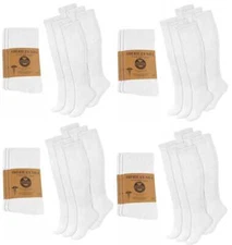 Diabetic Over The Calf Socks Wholesale Bulk Lot Men White Knee High  10-13 13-16